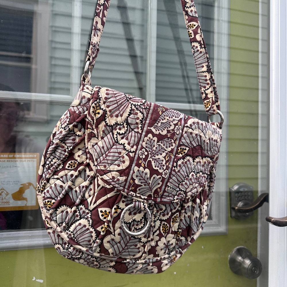 Vera Bradley Saddle Up Slate Blooms Crossbody / Shoulder Purse